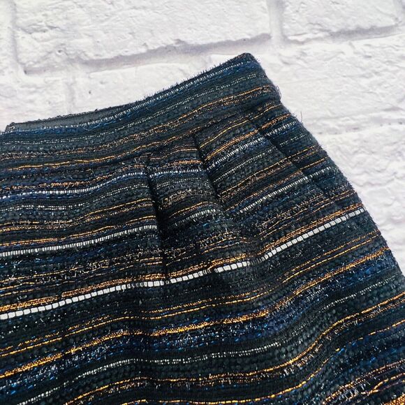 J. Crew Factory Metallic Tweed Mini Skirt Women's Size 2 Black Multi Stripe - Picture 4 of 9